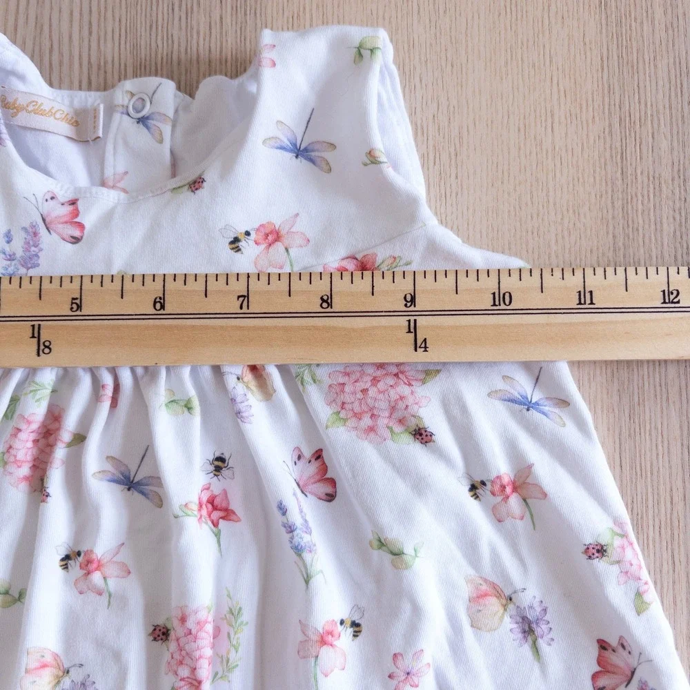 Baby Club Chic Floral Smocked Pima Cotton Dress White Garden Baby 12-18 Months